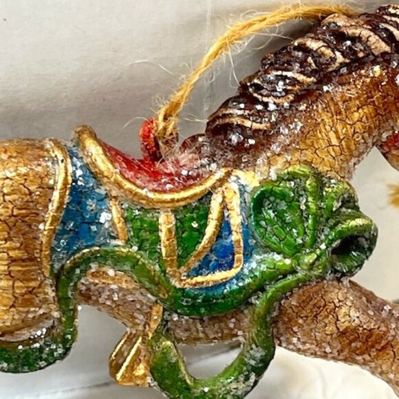 Glitter Rocking Horse Hanging Christmas Tree Ornament 5"x3" - Picture 4 of 11